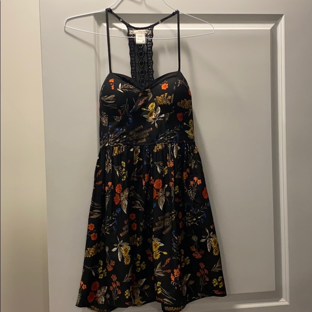Black Floral Flirty Spaghetti Adjustable straps!